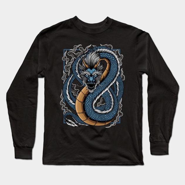 Chinese Japanese Culture Dragon Tee Asian Mythology Animal Long Sleeve T-Shirt by playingtheangel